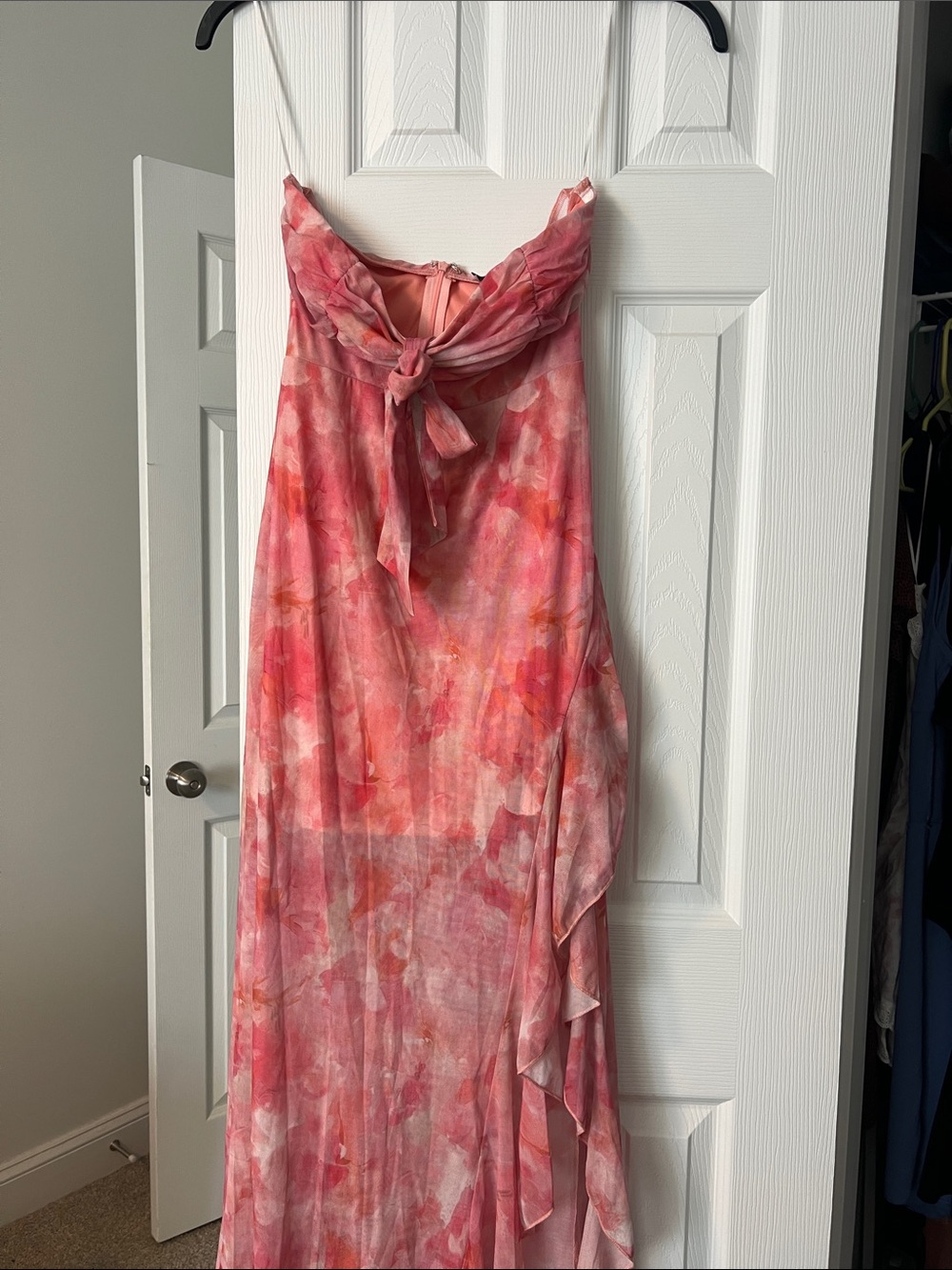 Pink Watercolor Halter Maxi Dress